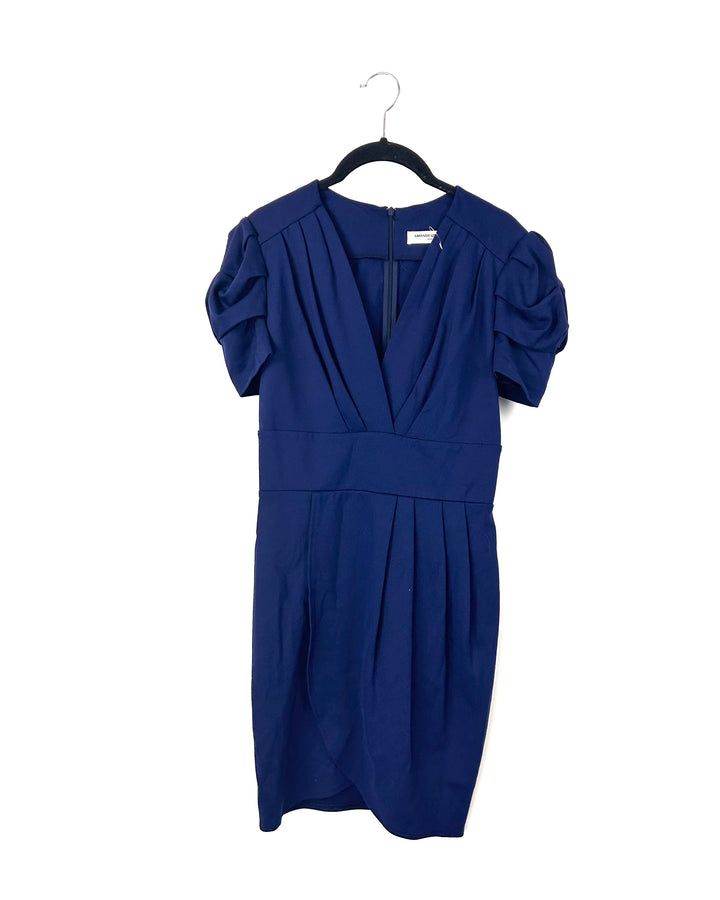 Navy Blue V Neck Dress - Small