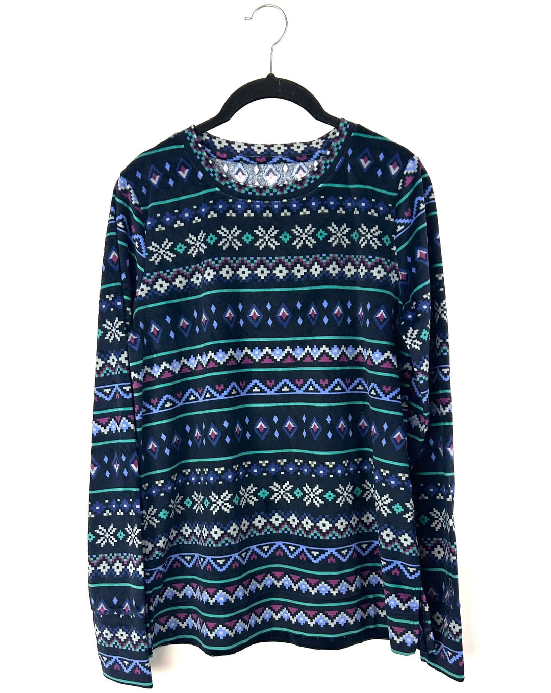 Geometric Winter Pattern Fleece Crewneck - Size 2/4