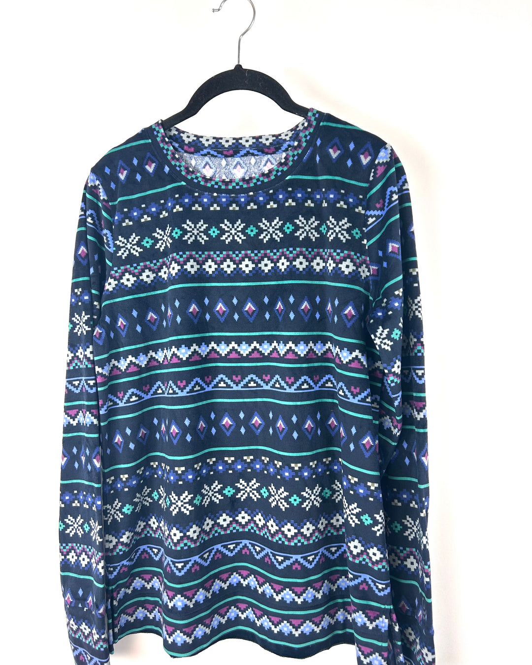 Geometric Winter Pattern Fleece Crewneck - Size 2/4