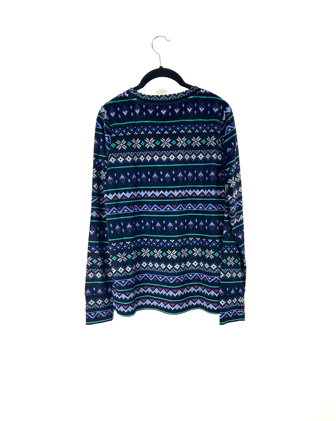 Geometric Winter Pattern Fleece Crewneck - Size 2/4