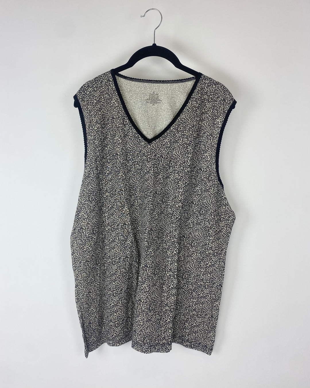 Cheetah V-Neck Lace Trimmed Tank - Size 1X