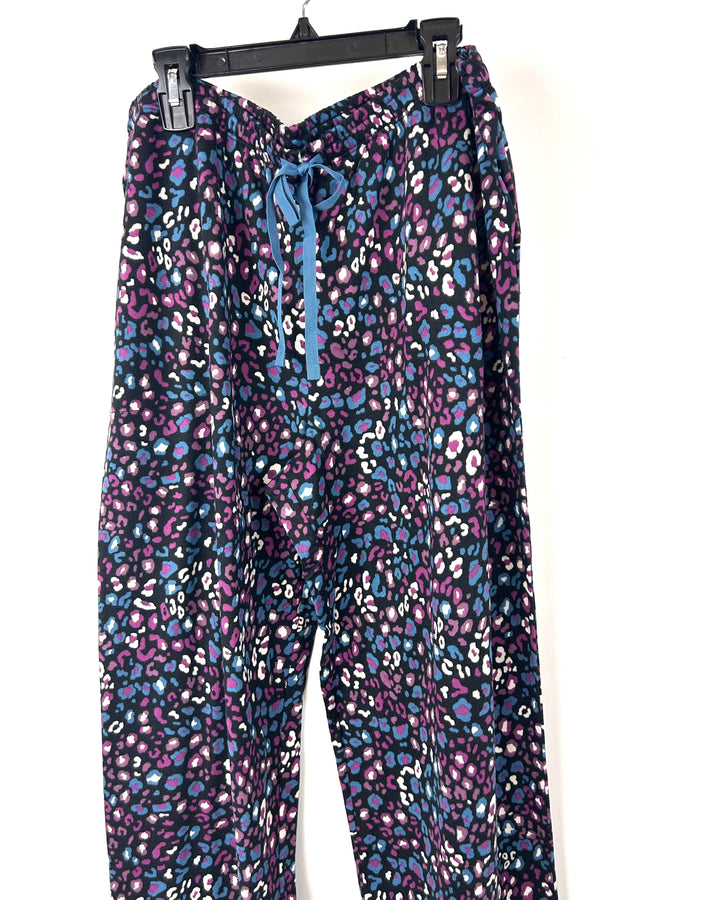 Long Sleeve Purple Cheetah Top And Pants  - Size 8/10