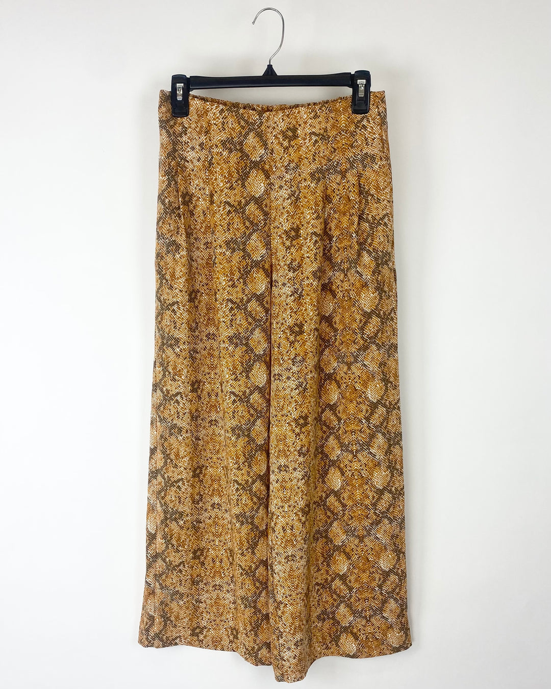 Burnt Orange Snakeskin Patterned Wide Leg Pant - Size 4