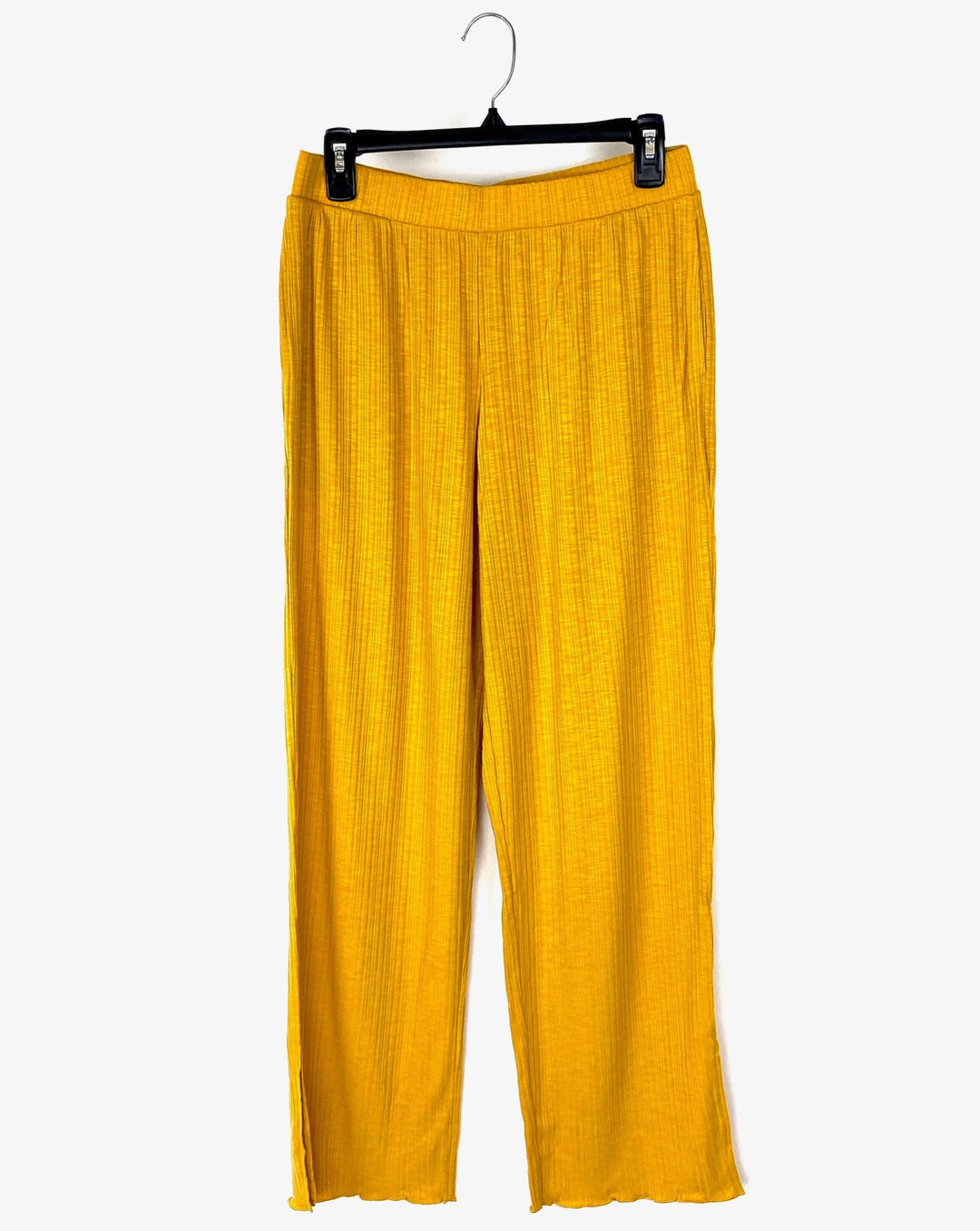 Flowy Yellow Ribbed Pants - Small, Medium