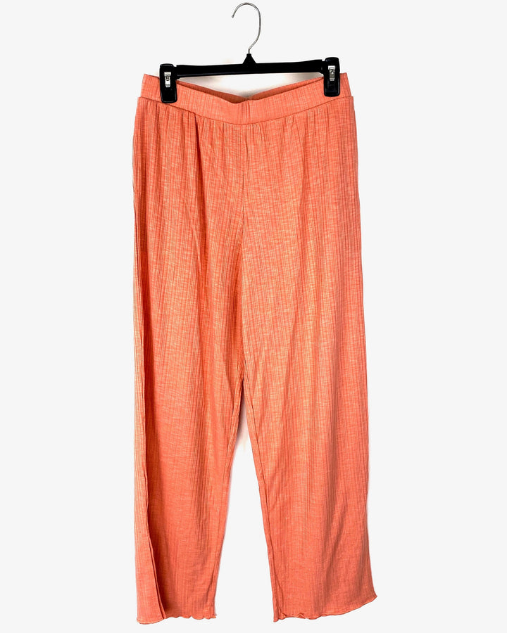 Peach Ribbed Flowy Pants - Small and Medium