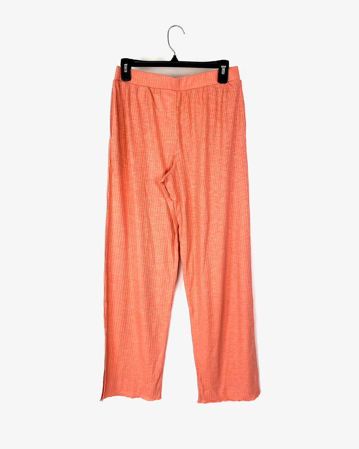 Peach Ribbed Flowy Pants - Small and Medium