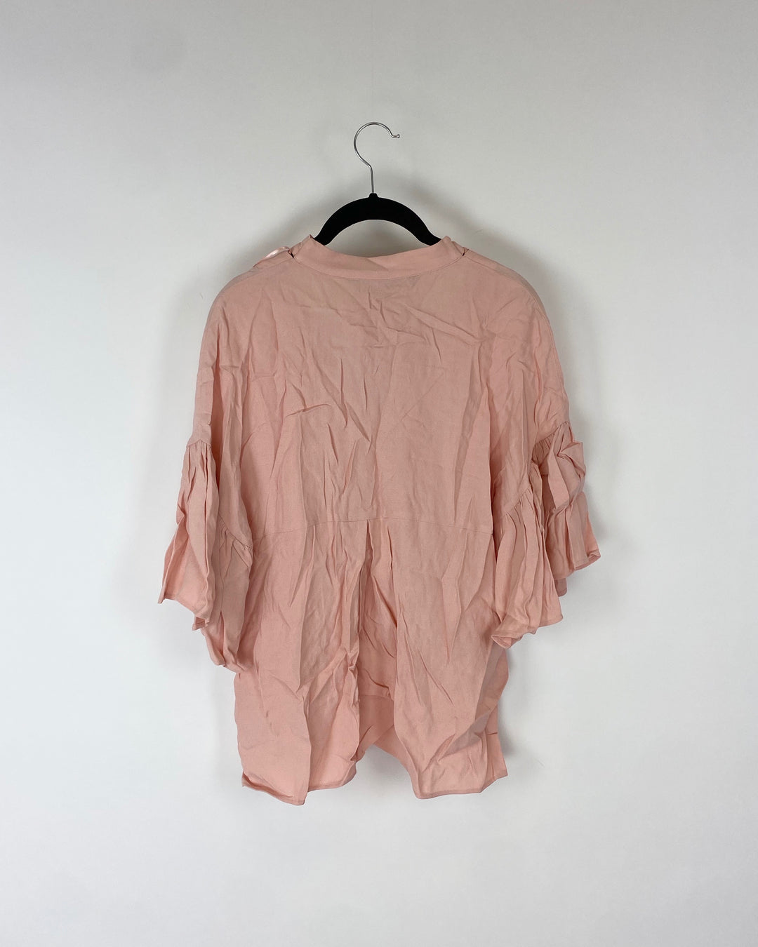 Pink Tie V-Neck Short Sleeve Top - Small
