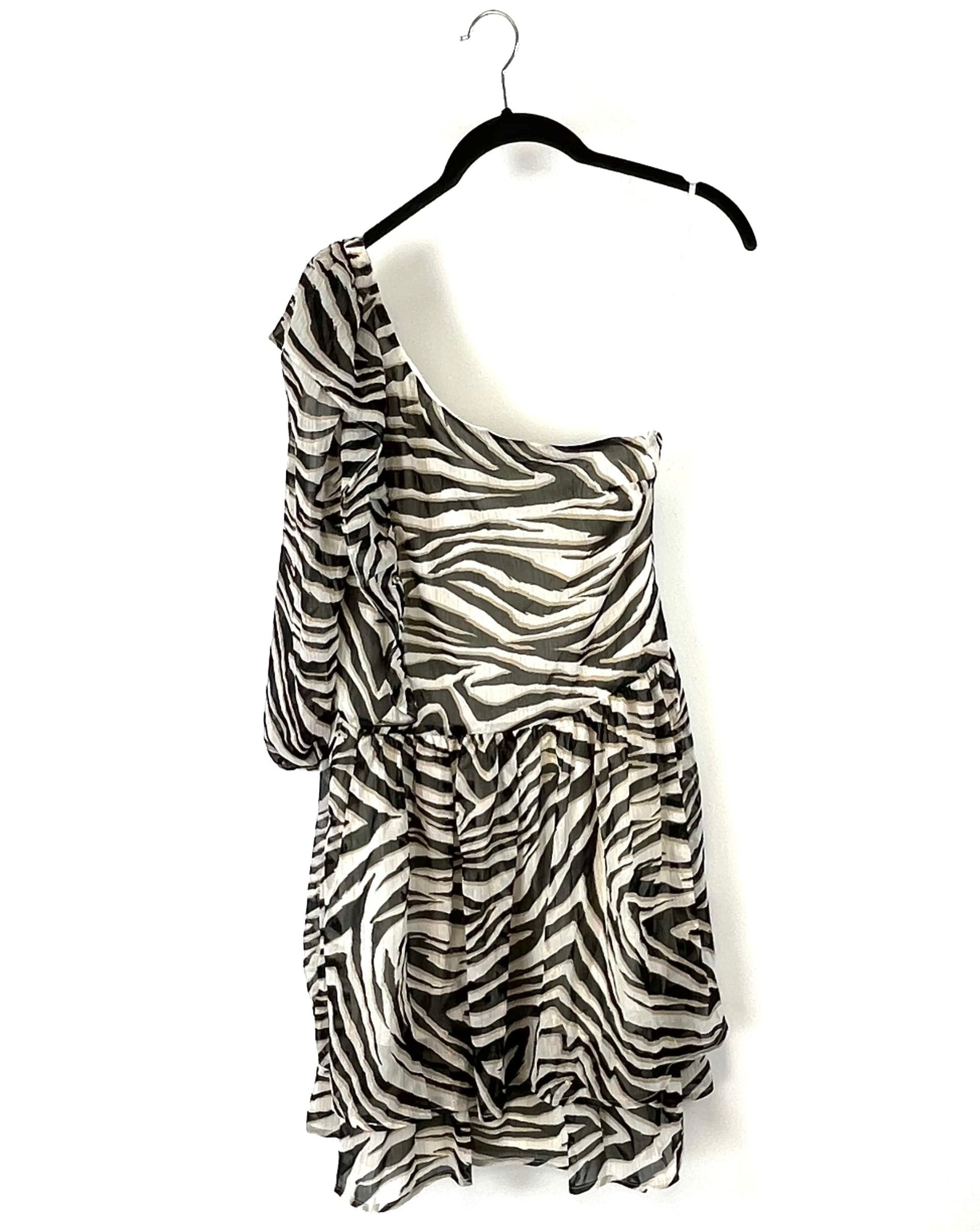 One Shoulder Zebra Print Dress Size 00 18