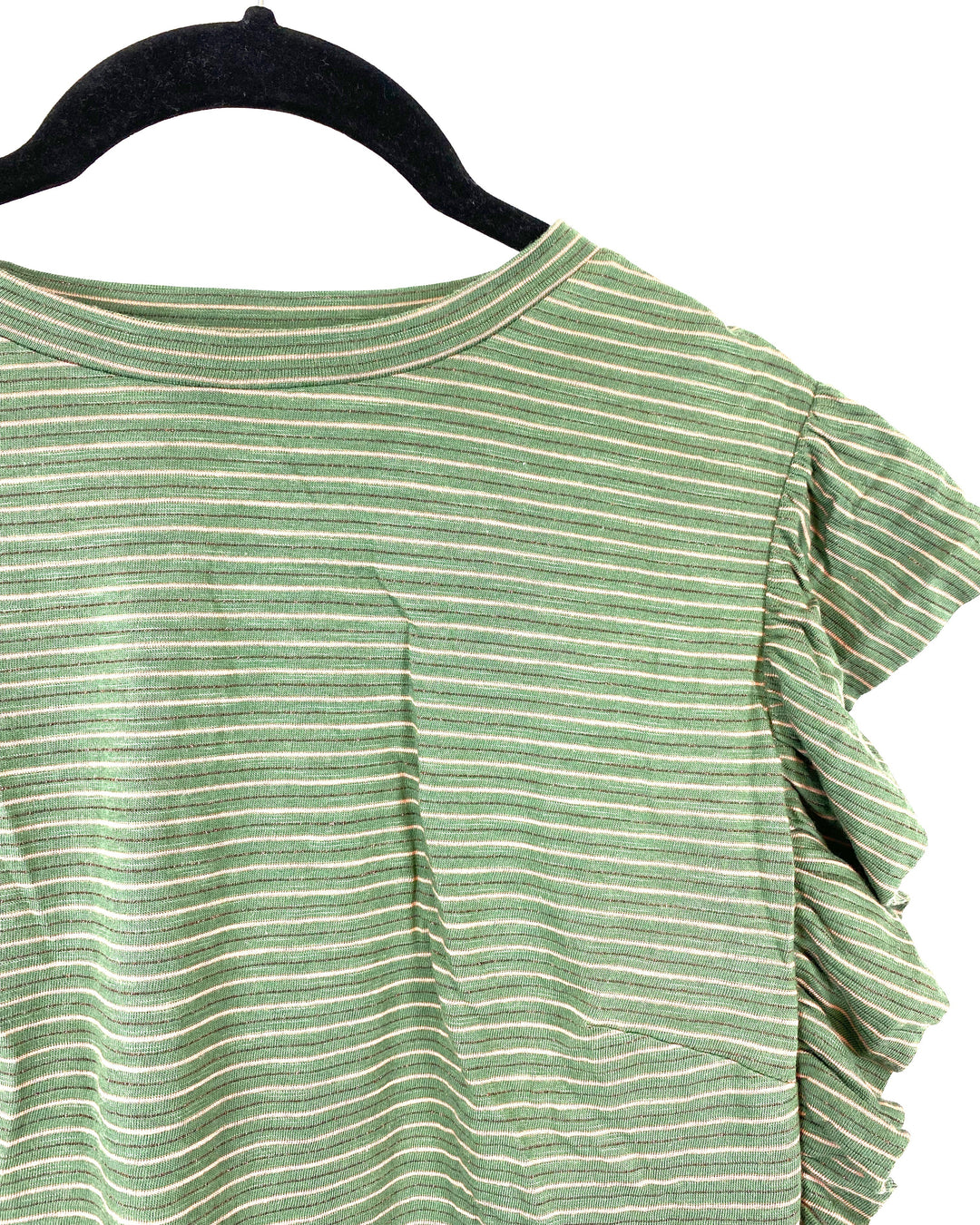 Green and Pink Striped Short Sleeve Top - Small