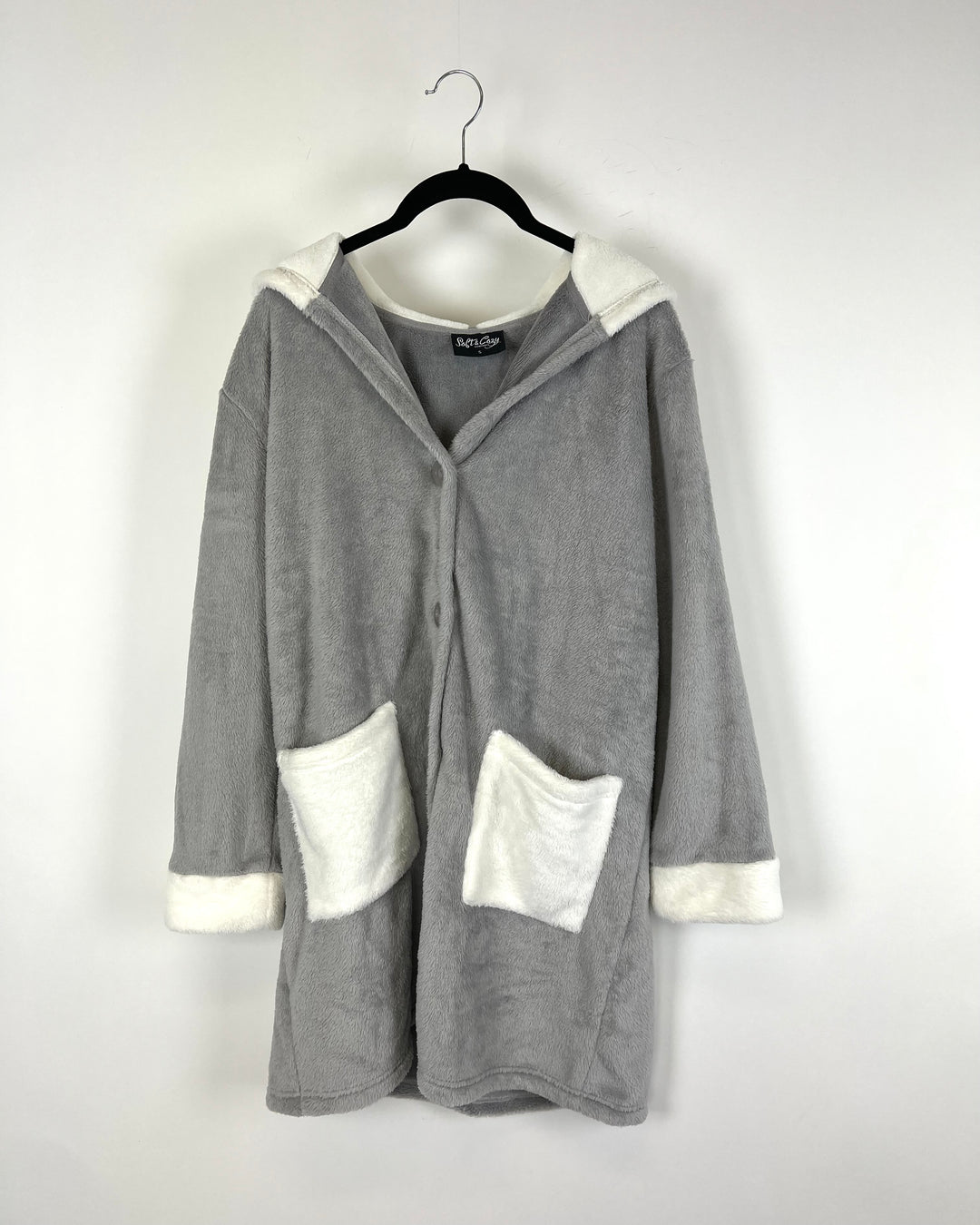 Soft And Cozy Gray Button Up Robe - Size 6-8