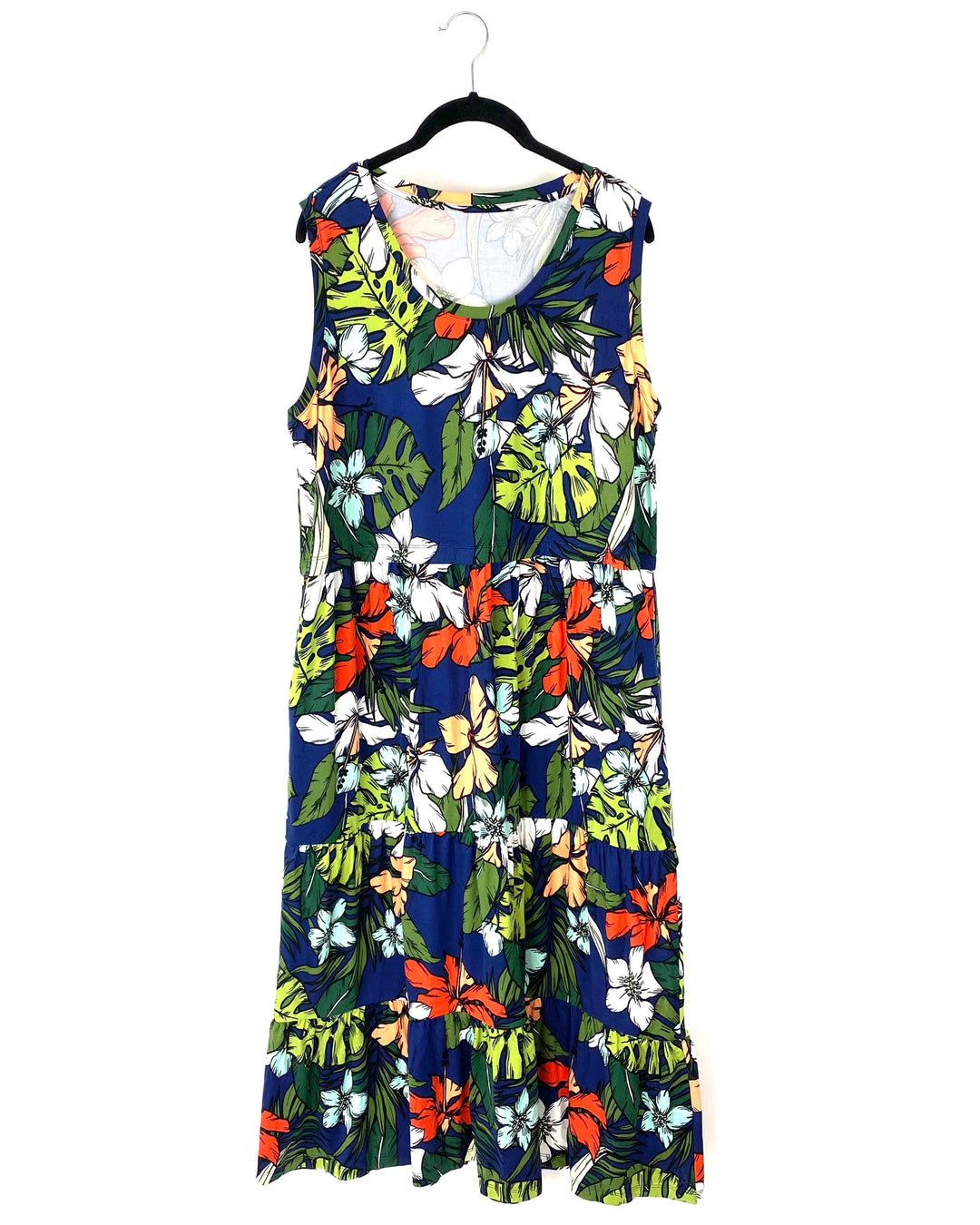 Dark Blue Floral Print Maxi Dress - P1X