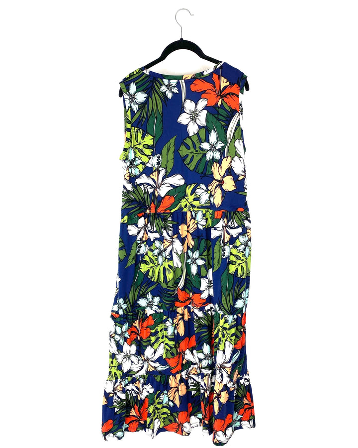 Dark Blue Floral Print Maxi Dress - P1X