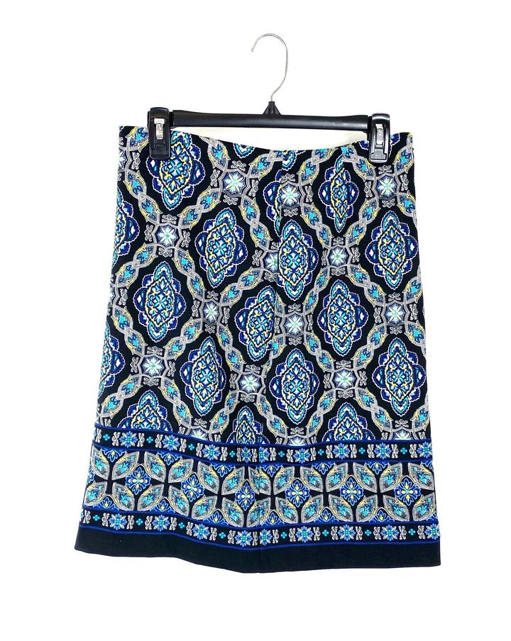 Black Abstract Print Pencil Skirt - Size 4