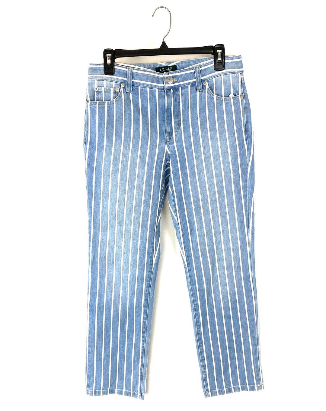 Low Rise Light Denim Striped Jeans - Size 4