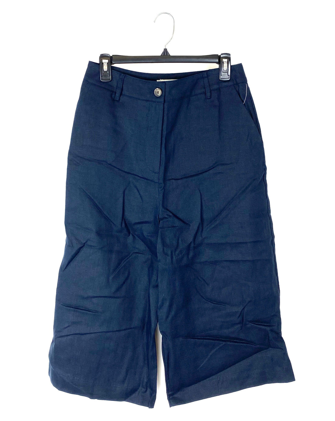 Navy Blue Linen Capri Pants - Size 6