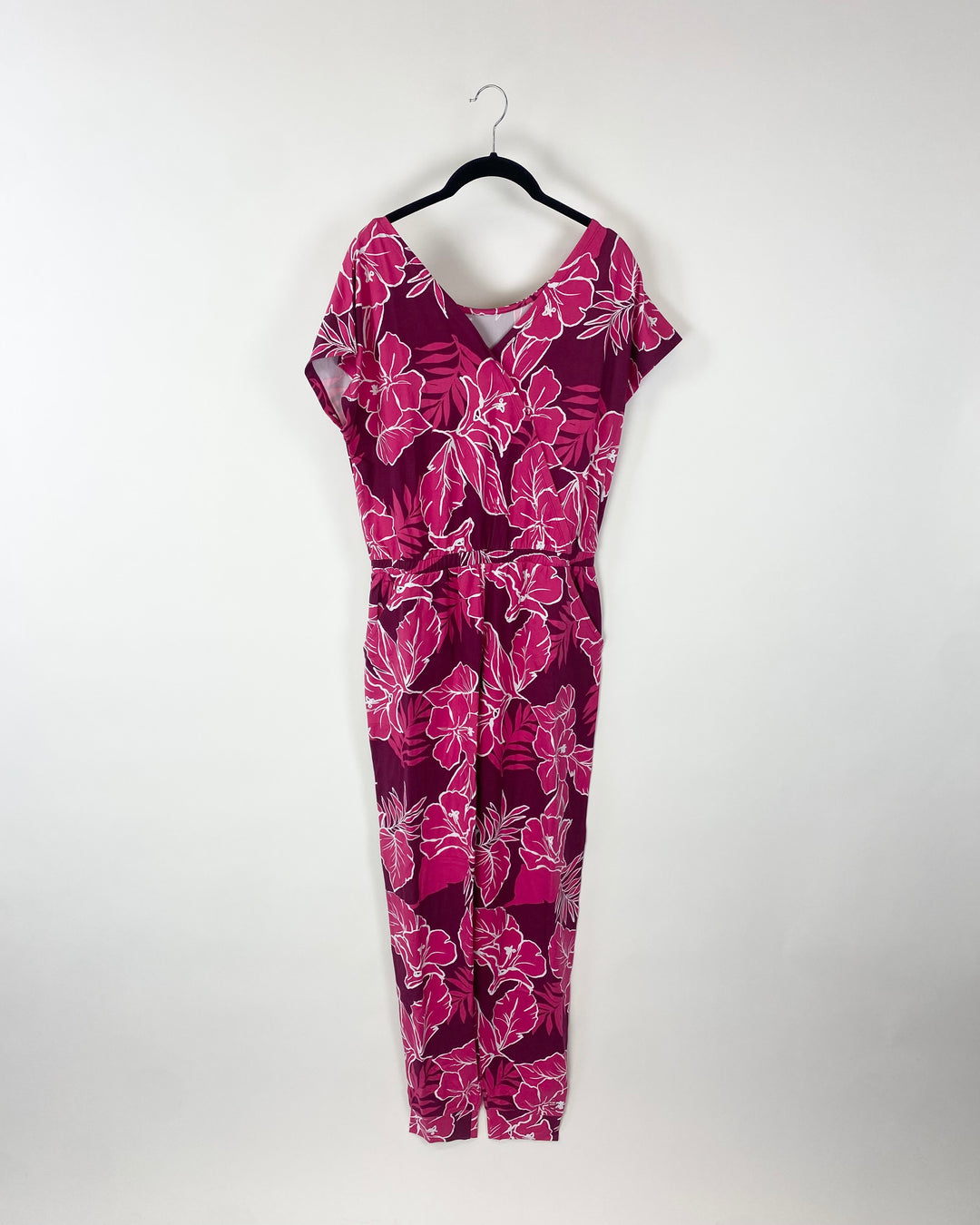 Pink and Purple Floral Jumpsuit - Size 6/8