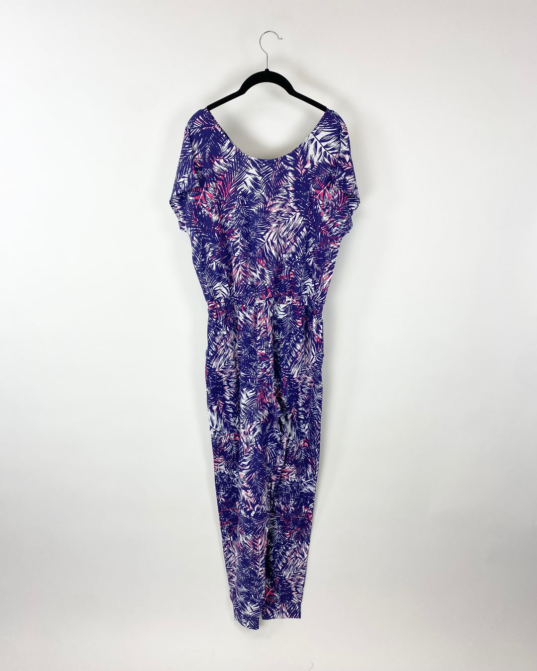 Purple and Pink Leaf Printed Jumpsuit - Size 6/8