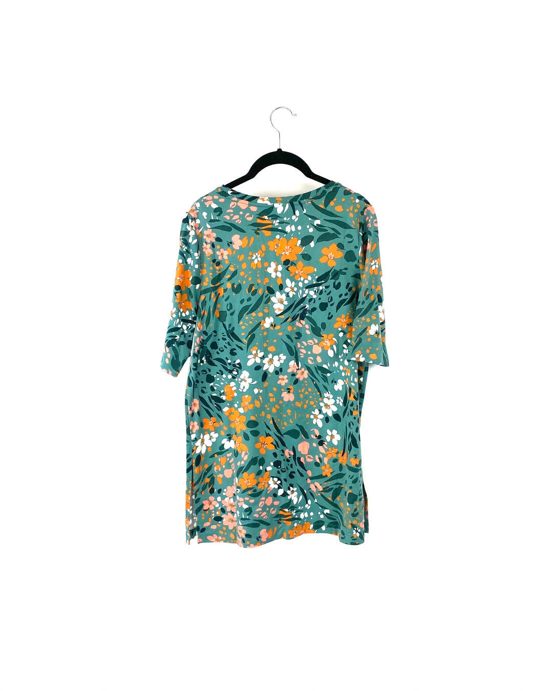 Green Multicolor Short Sleeve Top - Small/Medium