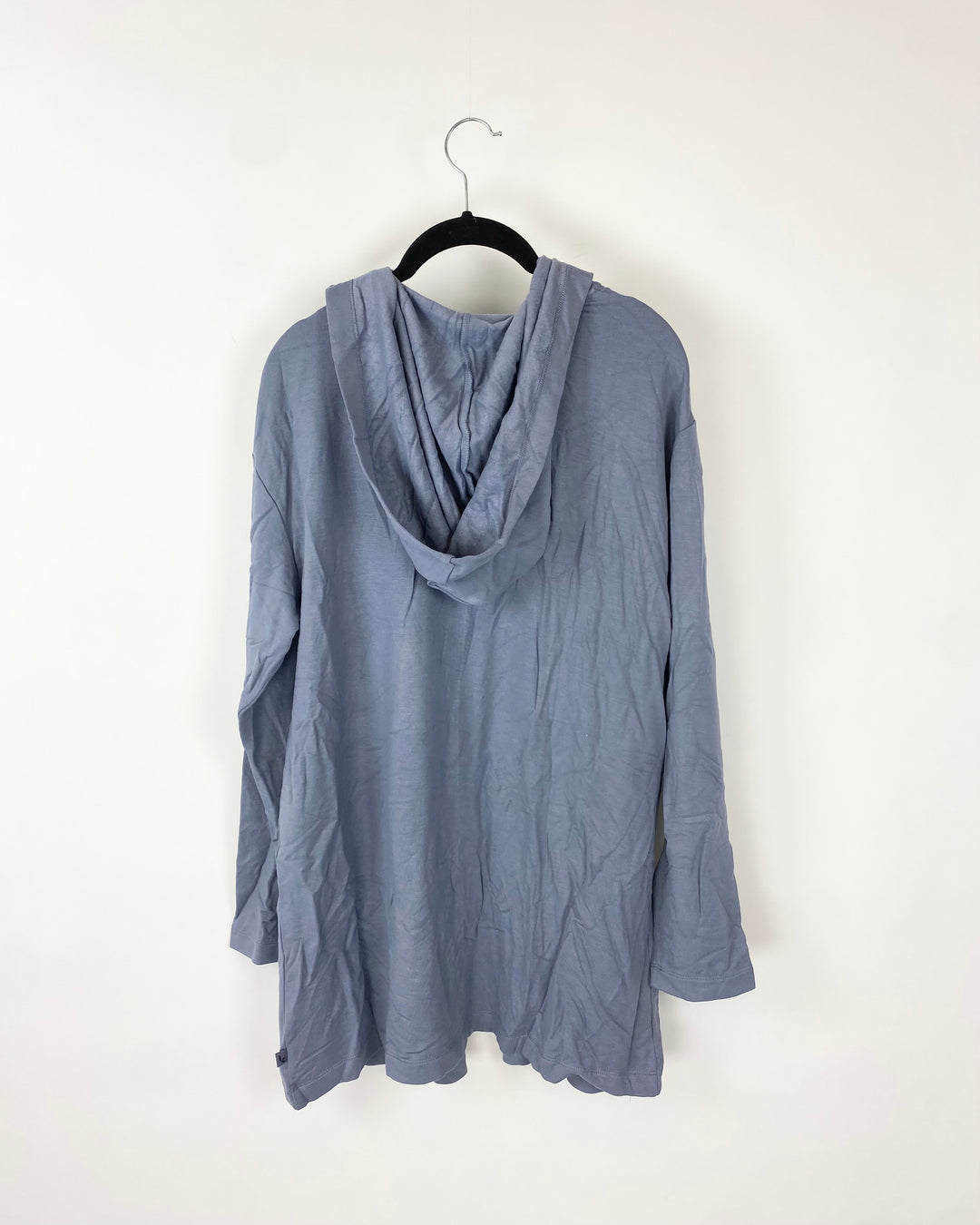 Blue-Grey Open Hooded Cardigan - Small