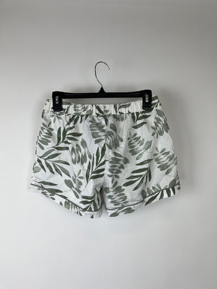 White and Green Printed Shorts - Small