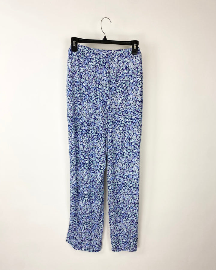 Blue Floral Print Pajama Set - 1X