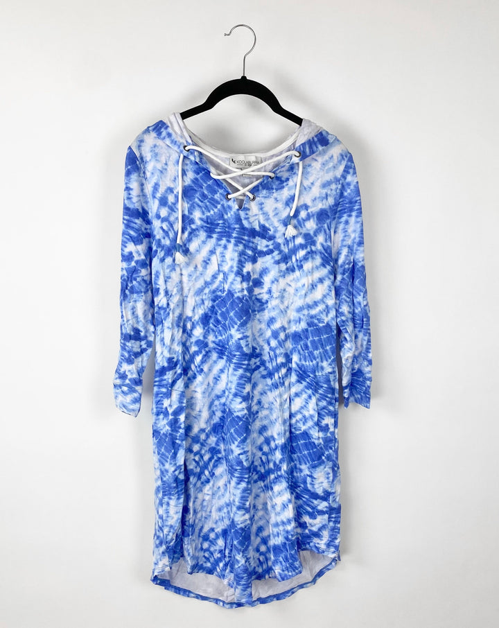 Light Blue Tie-Dye Lounge Dress - Extra Small