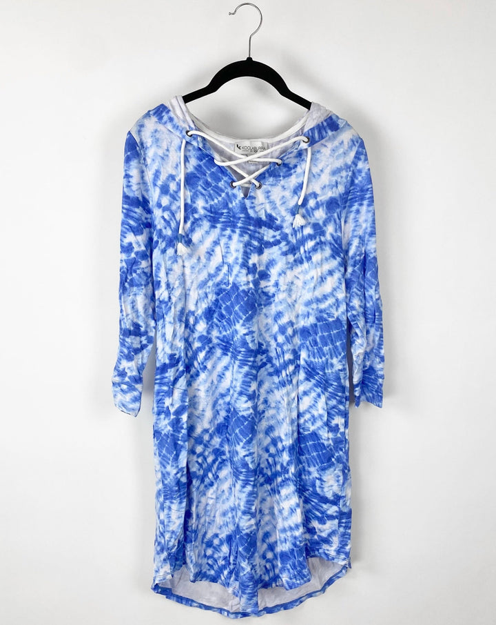 Light Blue Tie-Dye Lounge Dress - Extra Small
