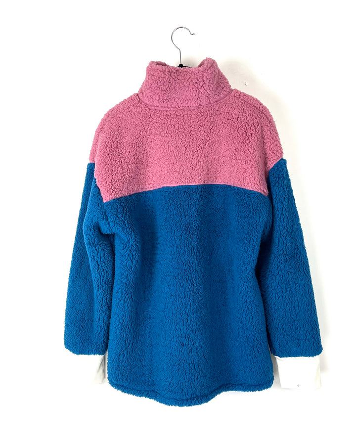 Cozy Pink and Blue Sherpa Top - Small/Medium