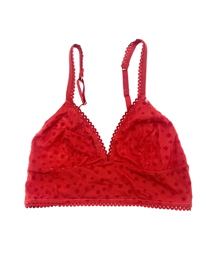 Red Mesh Polka Dot Bralette - Small