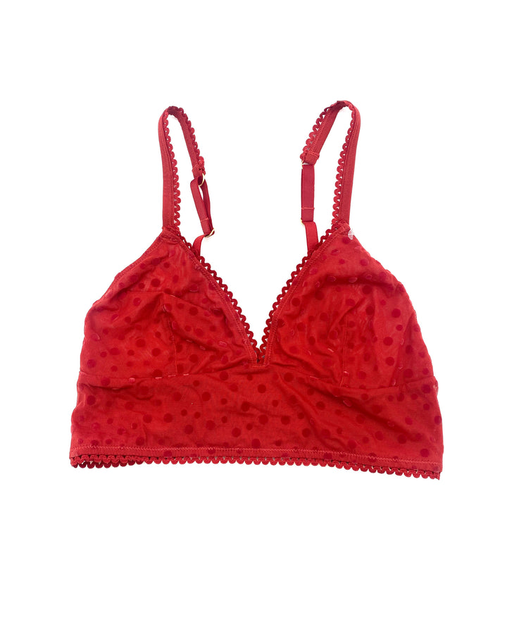 Red Mesh Polka Dot Bralette - Small