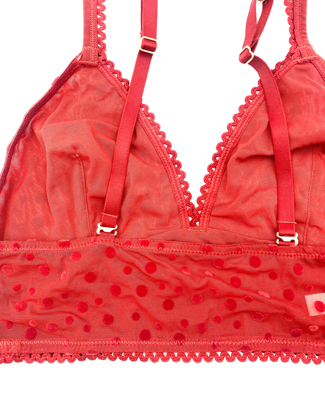 Red Mesh Polka Dot Bralette - Small