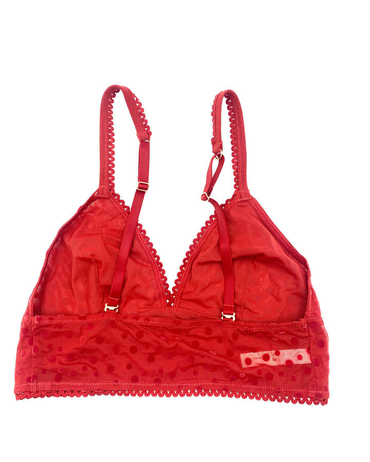 Red Mesh Polka Dot Bralette - Small