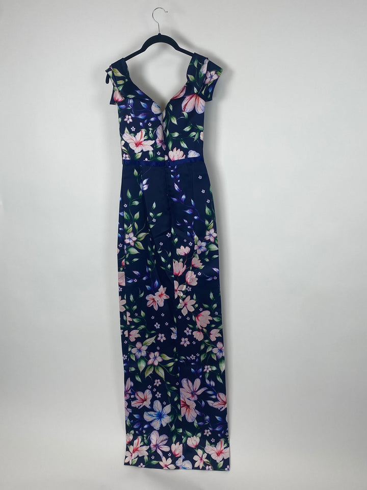 Blue and Pink Floral Gown - Size 0