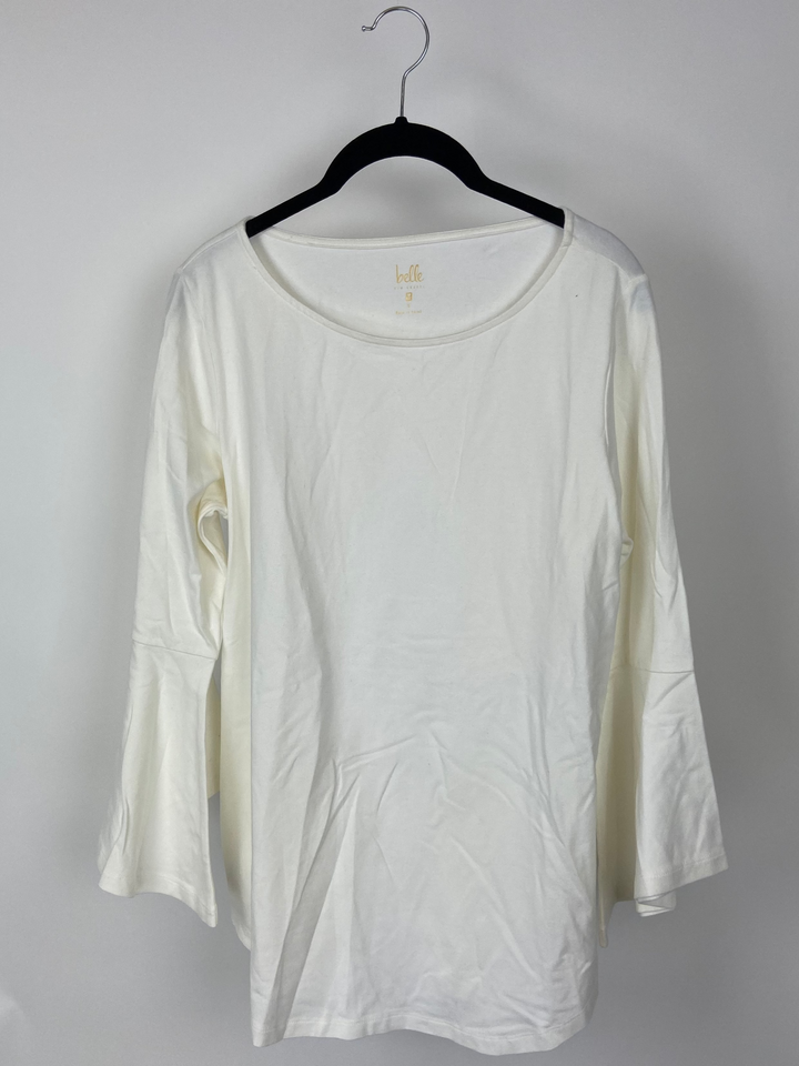 White Blouse With Flared Sleeves- Small/Medium