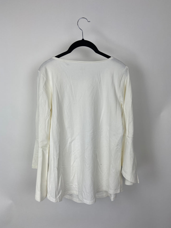 White Blouse With Flared Sleeves- Small/Medium