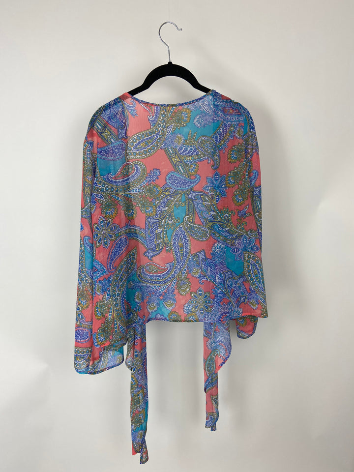 Multicolored Floral Print Sheer Cardigan- Large/Extra large