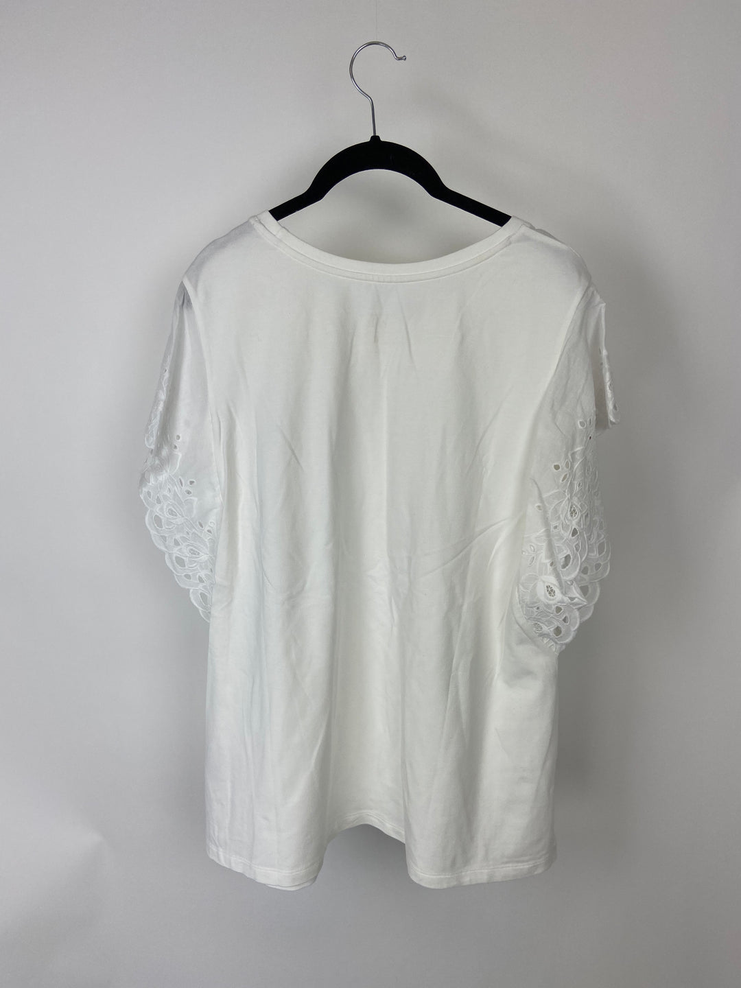 White Top With Burnt Orange Floral Embroidery - Small/Medium