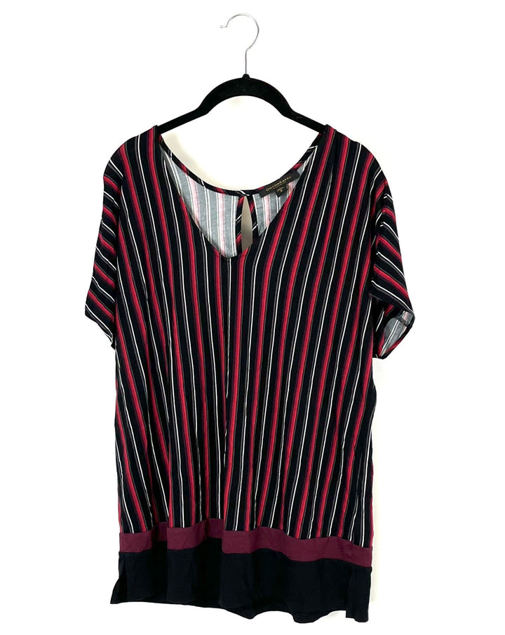 Black and Red Striped Sleepwear Set - Small