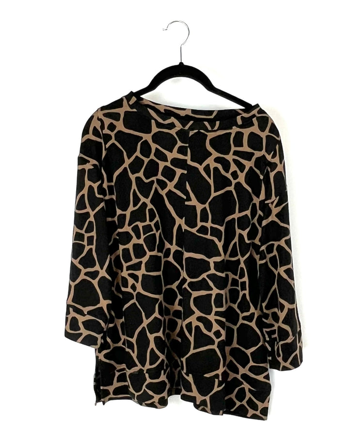 Black and Brown Animal Printed Sleepwear Set - Small