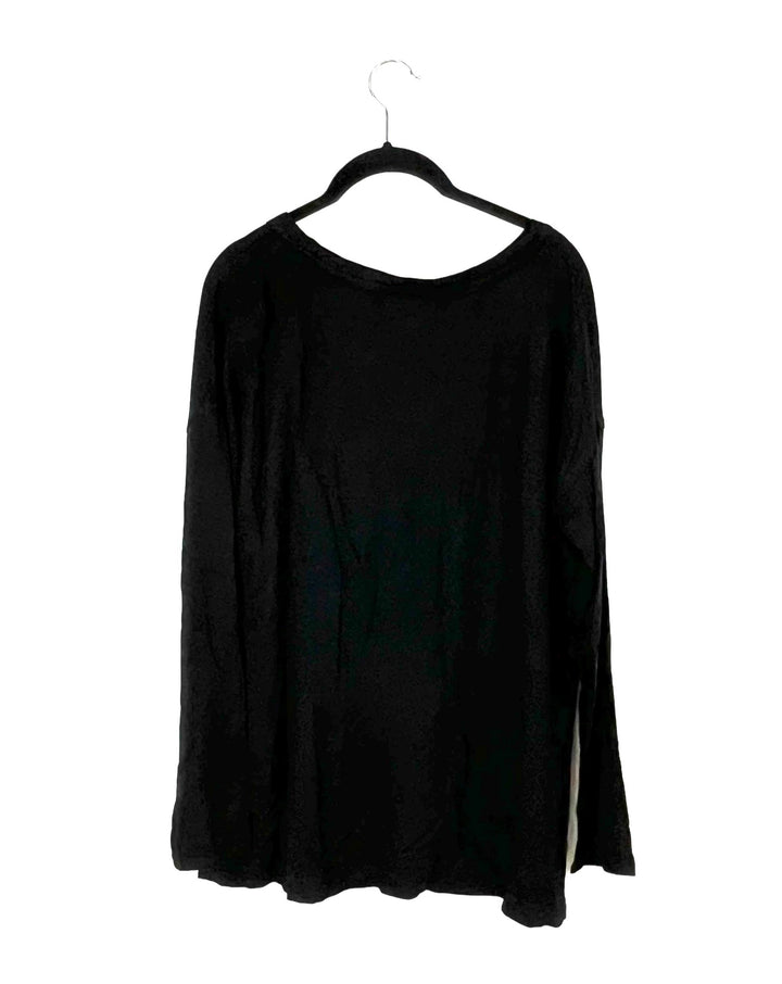 Black Long Sleeve Lounge Top - Size 6-8