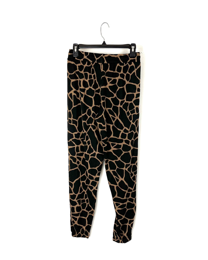 Black and Brown Animal Printed Sleepwear Set - Small