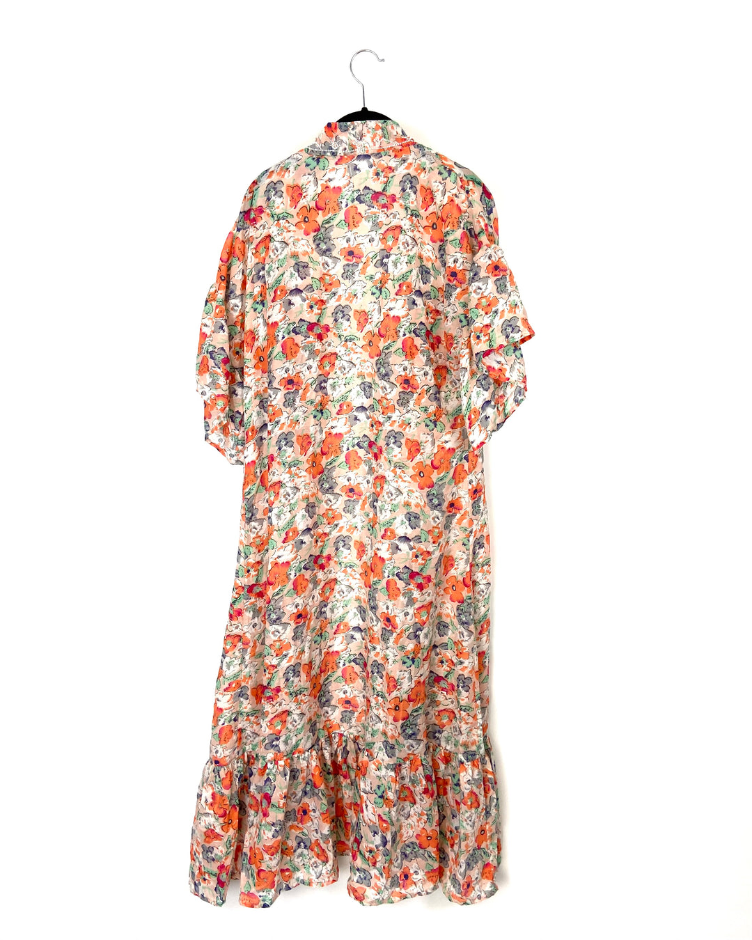 Short Sleeve Maxi Floral Sheer Cardigan - Size 8/10