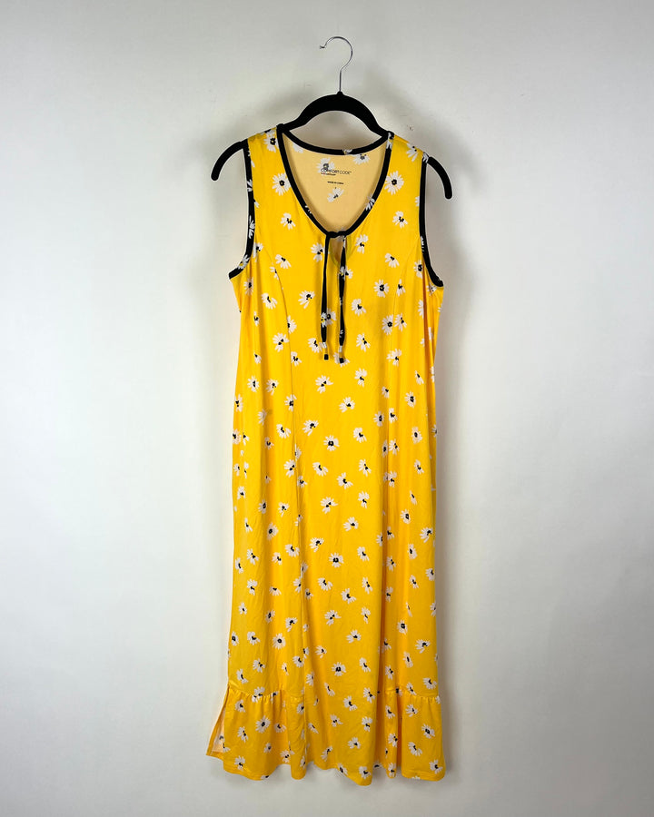 Bright Yellow Flower Printed Lounge Dress - Small/Medium