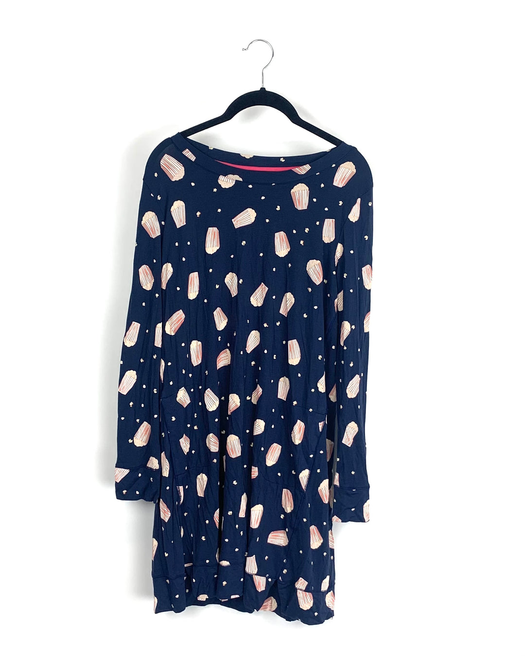 Blue Popcorn Printed Nightgown - Small