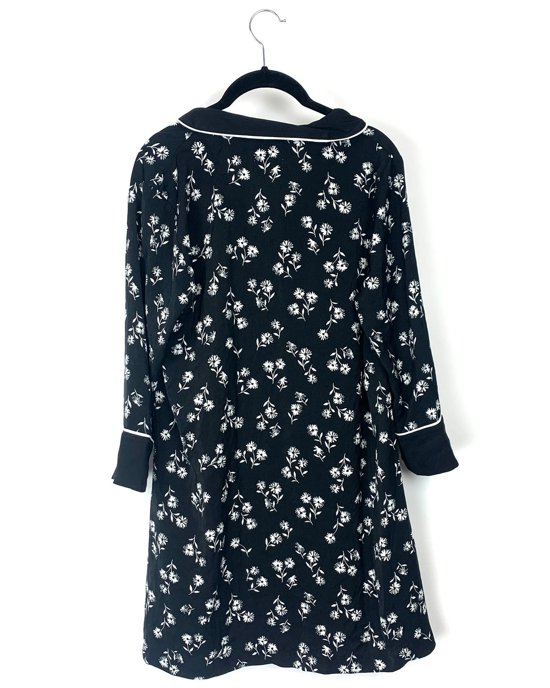 Black Floral Print Nightgown - Small