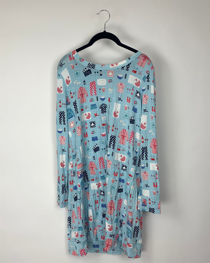 Blue Printed Nightgown - Small