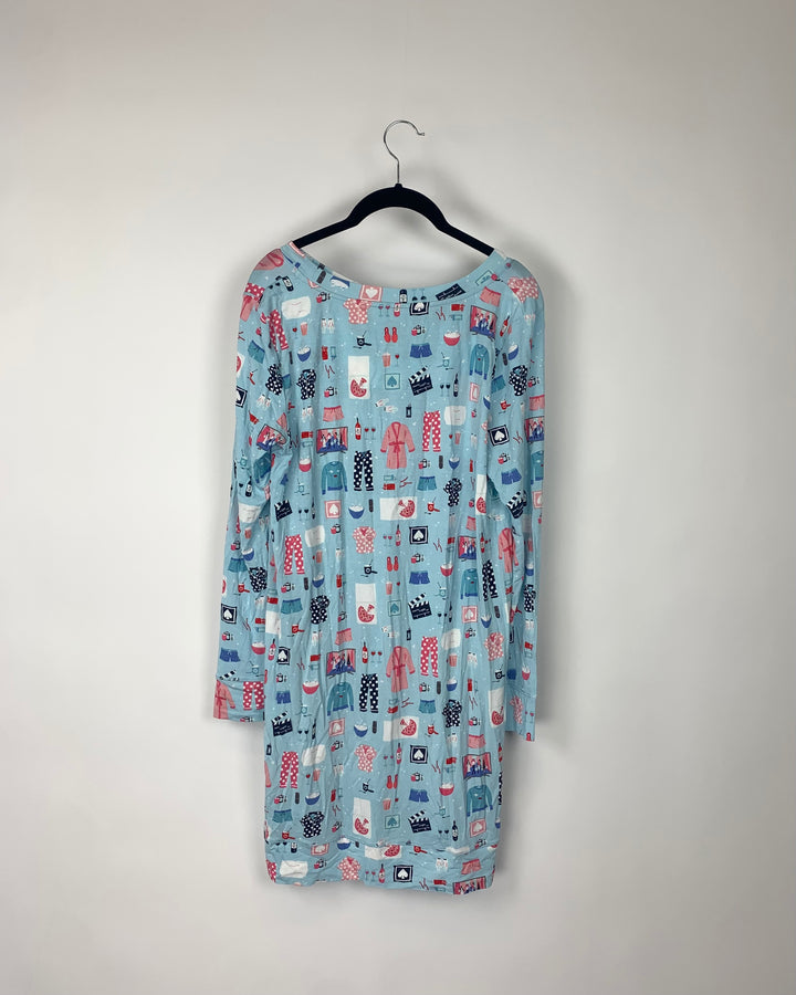 Blue Printed Nightgown - Small
