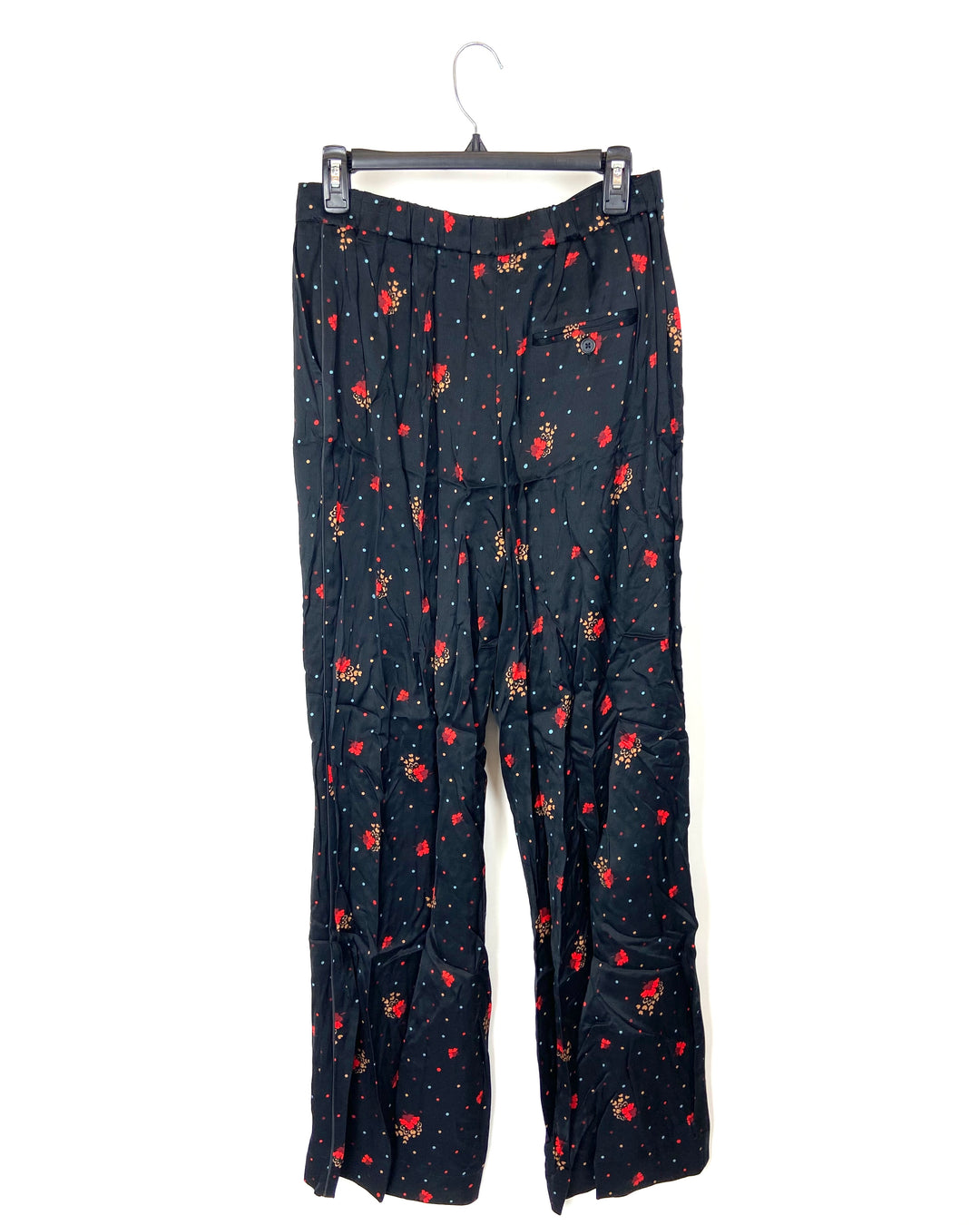 Black and Red Floral Print Pants - Size 8