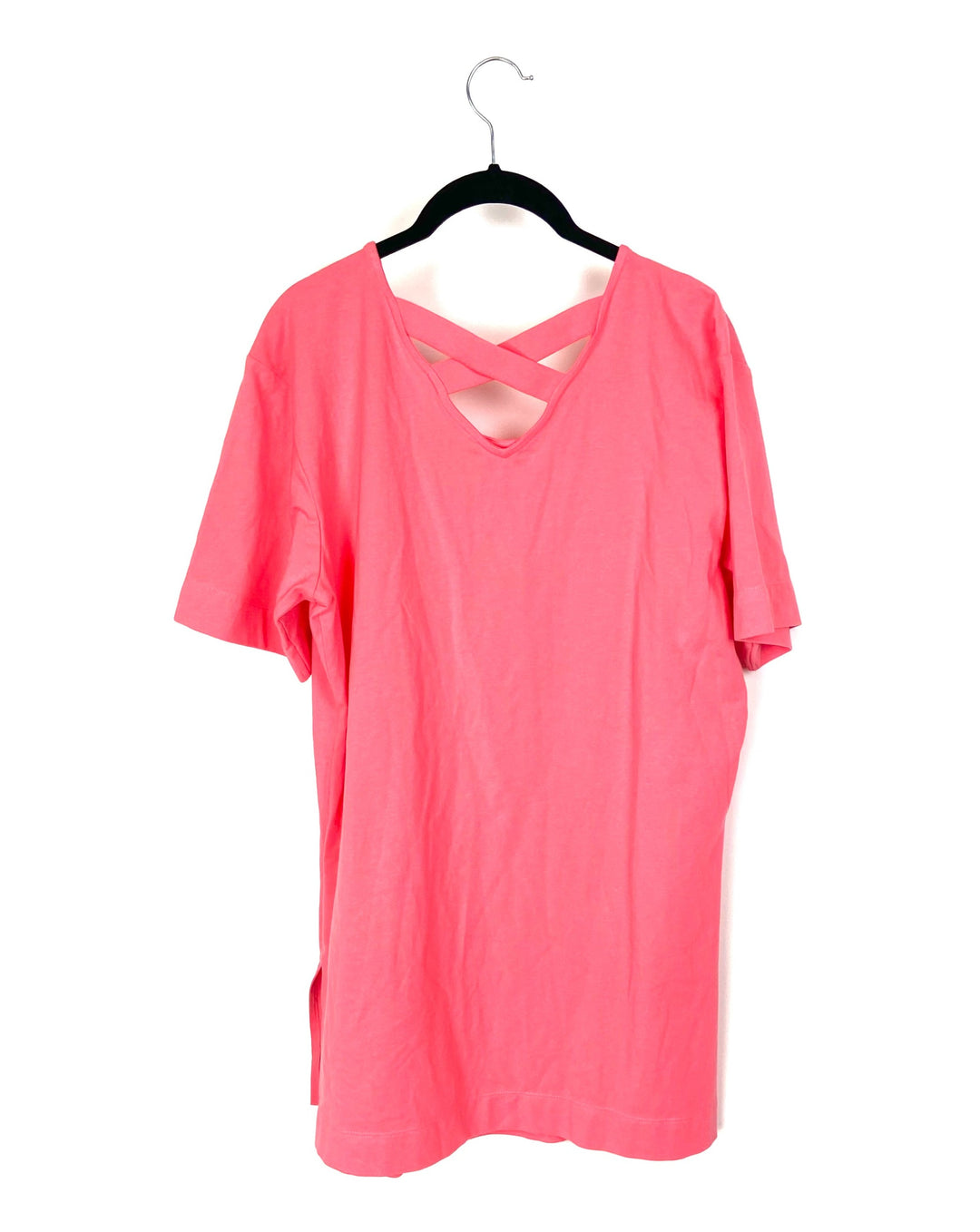 Pink T-Shirt Tunic with Criss Cross Back - Small/Medium