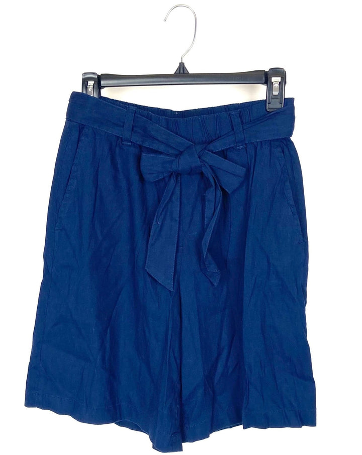 Navy Blue Shorts with Bow Accent Belt - Size 4